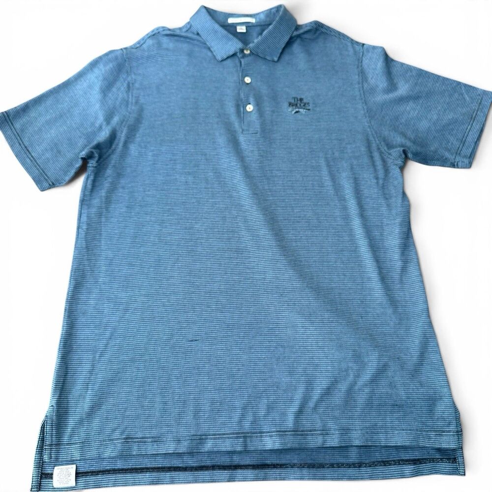 Peter Millar The Bridges Golf Polo Mens XL Blue‎ Striped Performance Tech Shirt